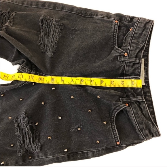 Topshop Mom High Waist Super Ripped Studded Jeans - Picture 6 of 9